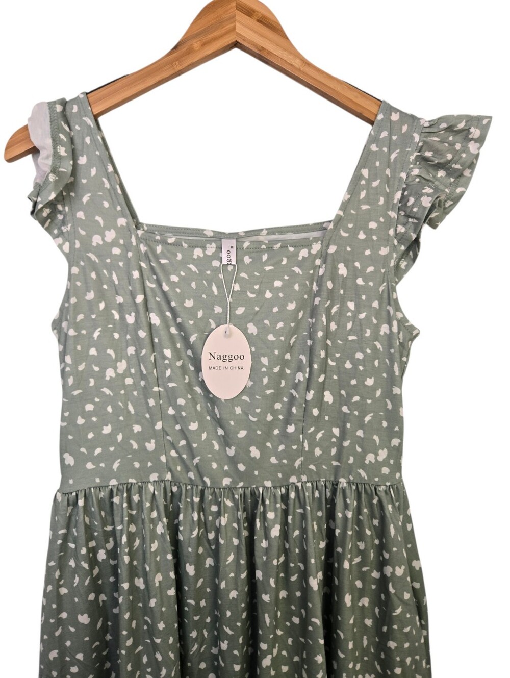 🌿 NWT Naggoo Sage Green Flutter Sleeve Mini Dress | Cottagecore | Pockets | Siz - Picture 3 of 6